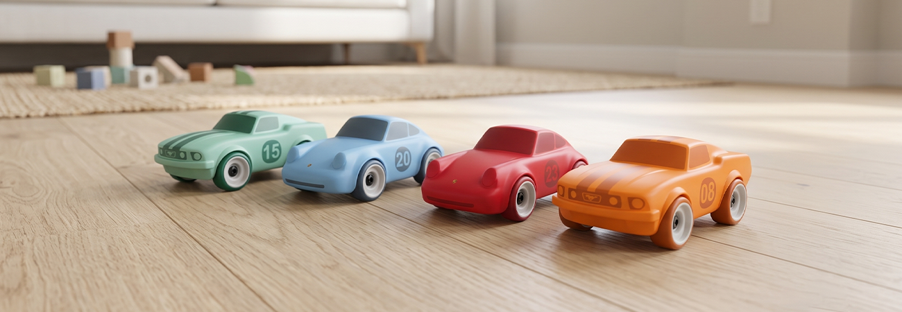 Wooden Toy Car Baghera, license Porsche and Ford