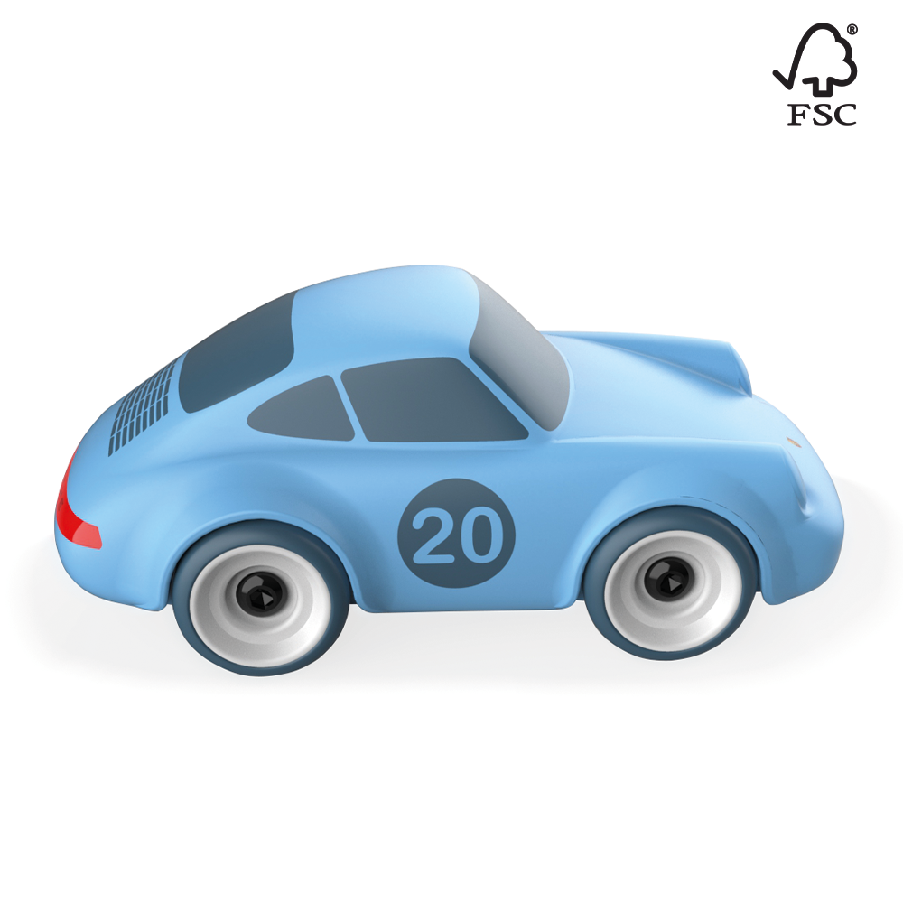 Voiture jouet en bois FSC enfant Porsche 911 Bleue