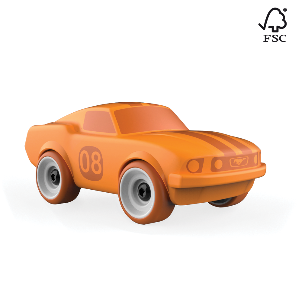 Voiture en bois FSc Ford Mustang Jaune