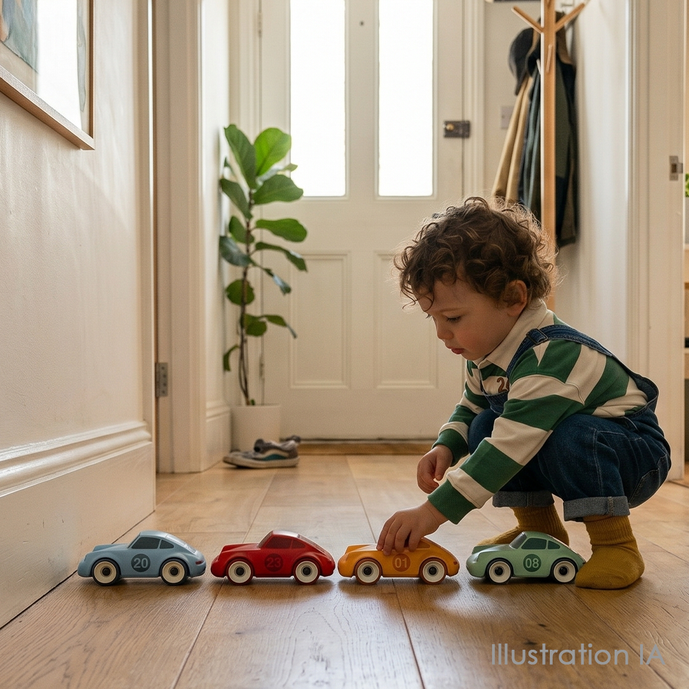 Voiture jouet en bois FSC enfant Porsche 911 Bleue