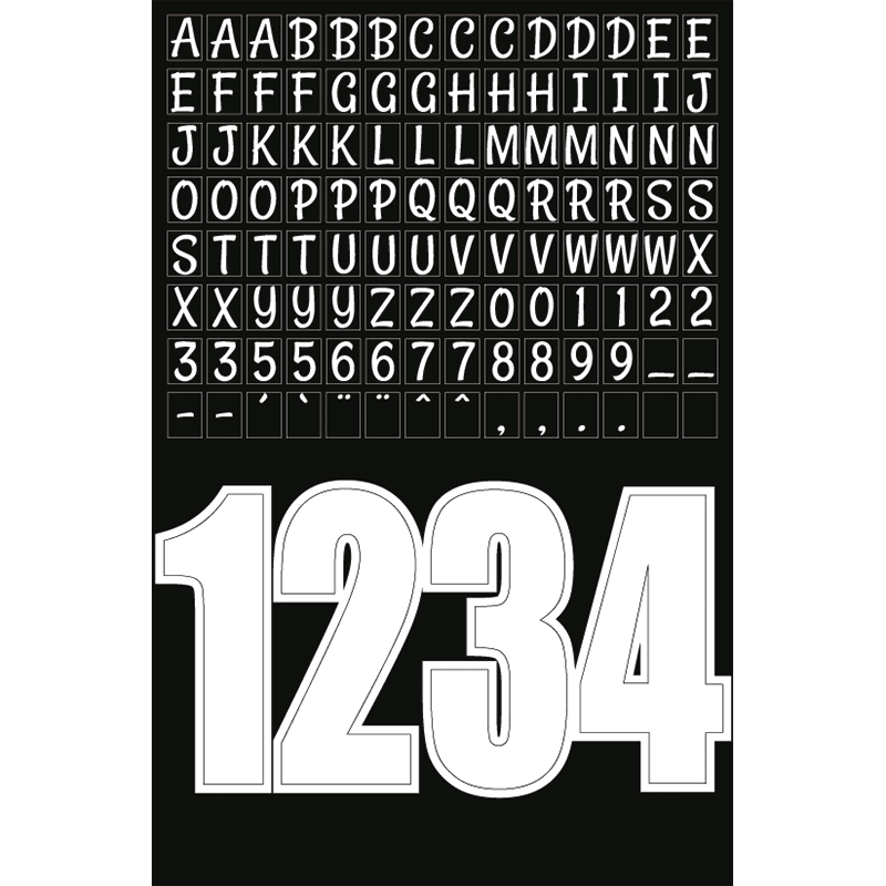 4 planches de 246 stickers (blancs et noirs)